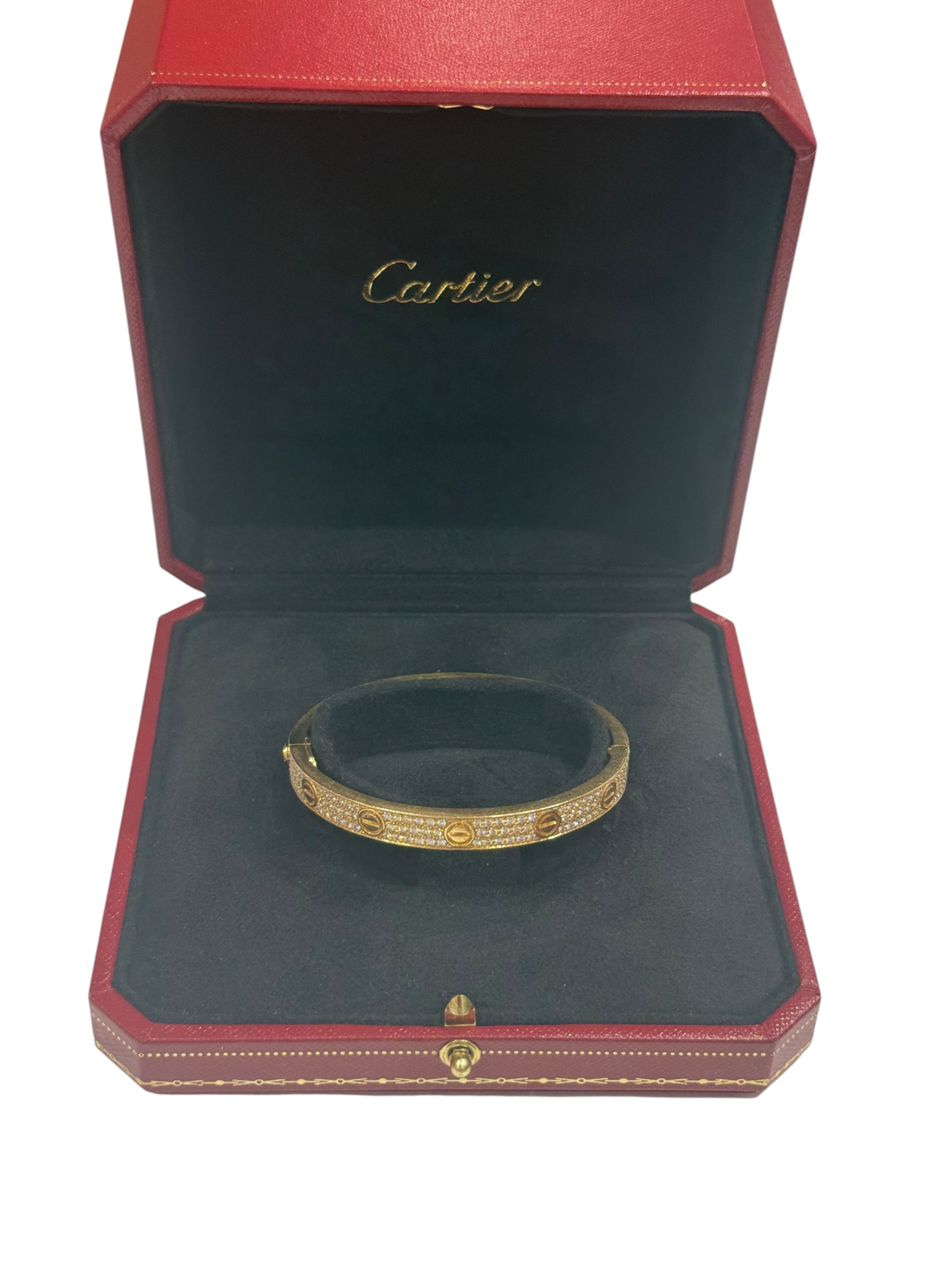 Cartier - Bracelet Love pavé diamants or jaune T17