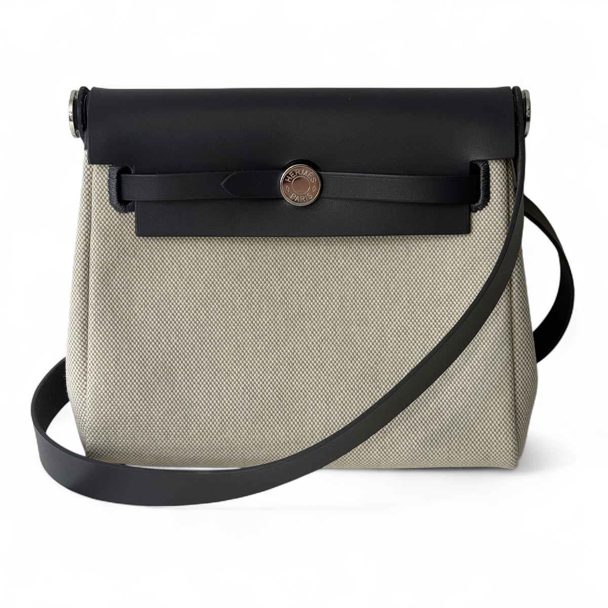 Hermès - Borsa Herbag Mini écru - blu glacier