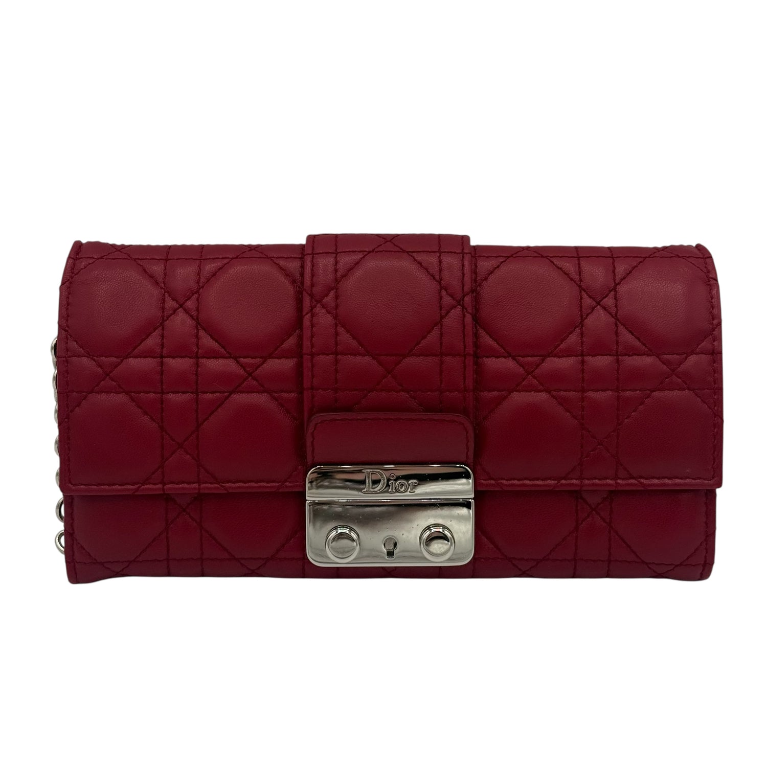 Dior - Portefeuille pochette cannage rouge