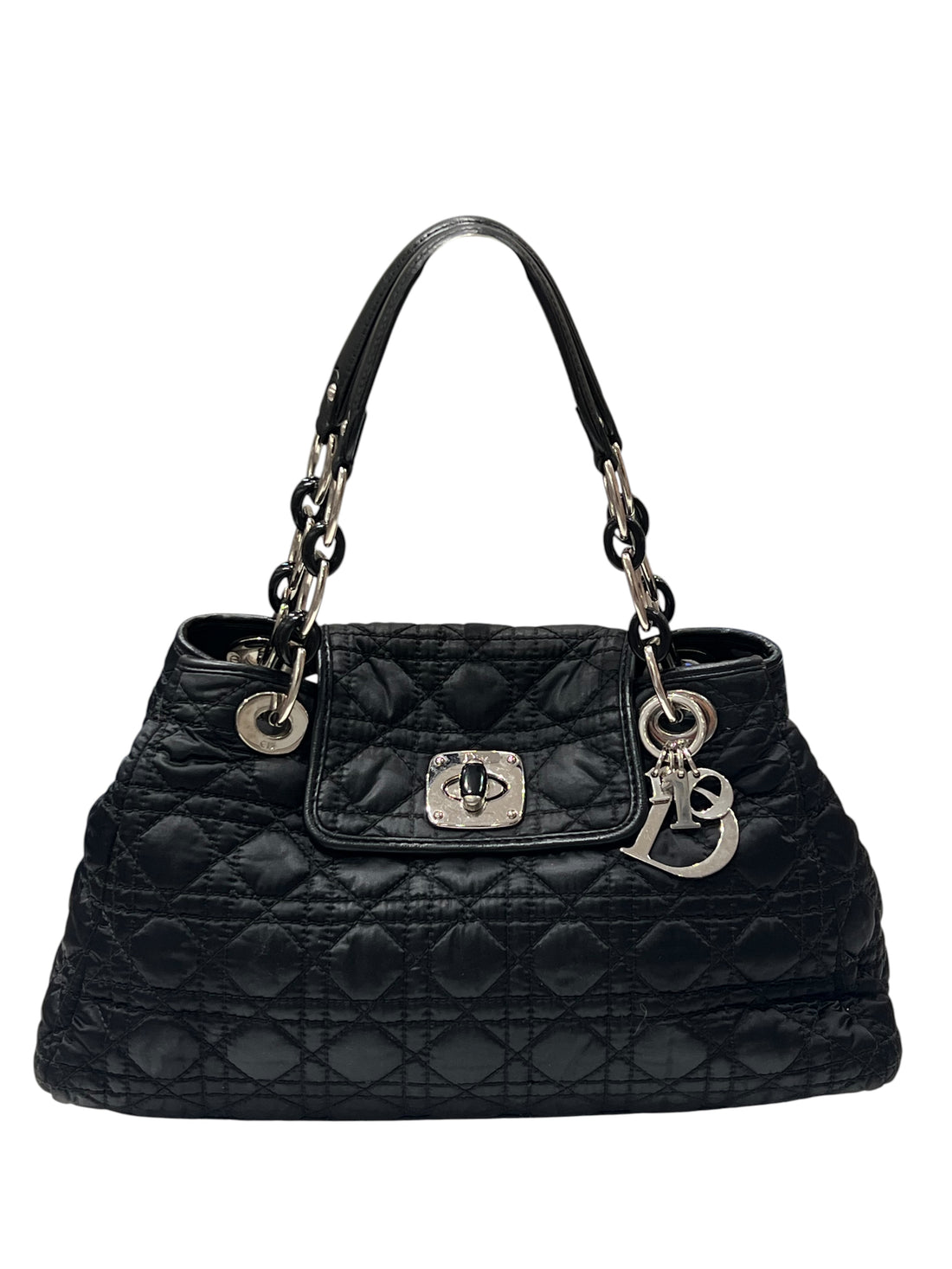 Dior – Vintage-Shopper aus Baumwolle und Cannage-Leder