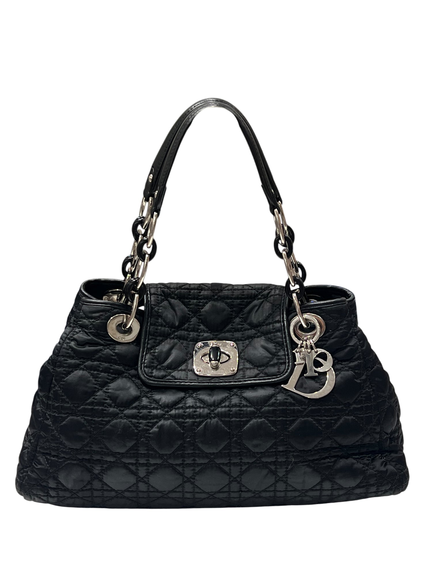 Dior - sac cabas vintage coton et cuir cannage