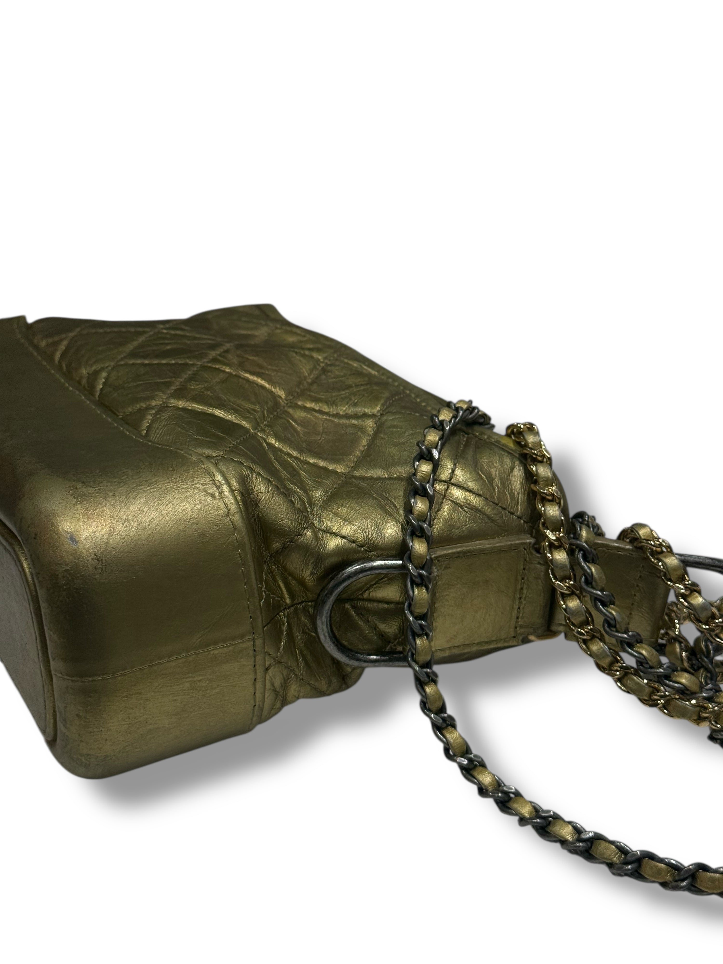 Chanel - Mini Gabrielle bag in quilted matte gold
