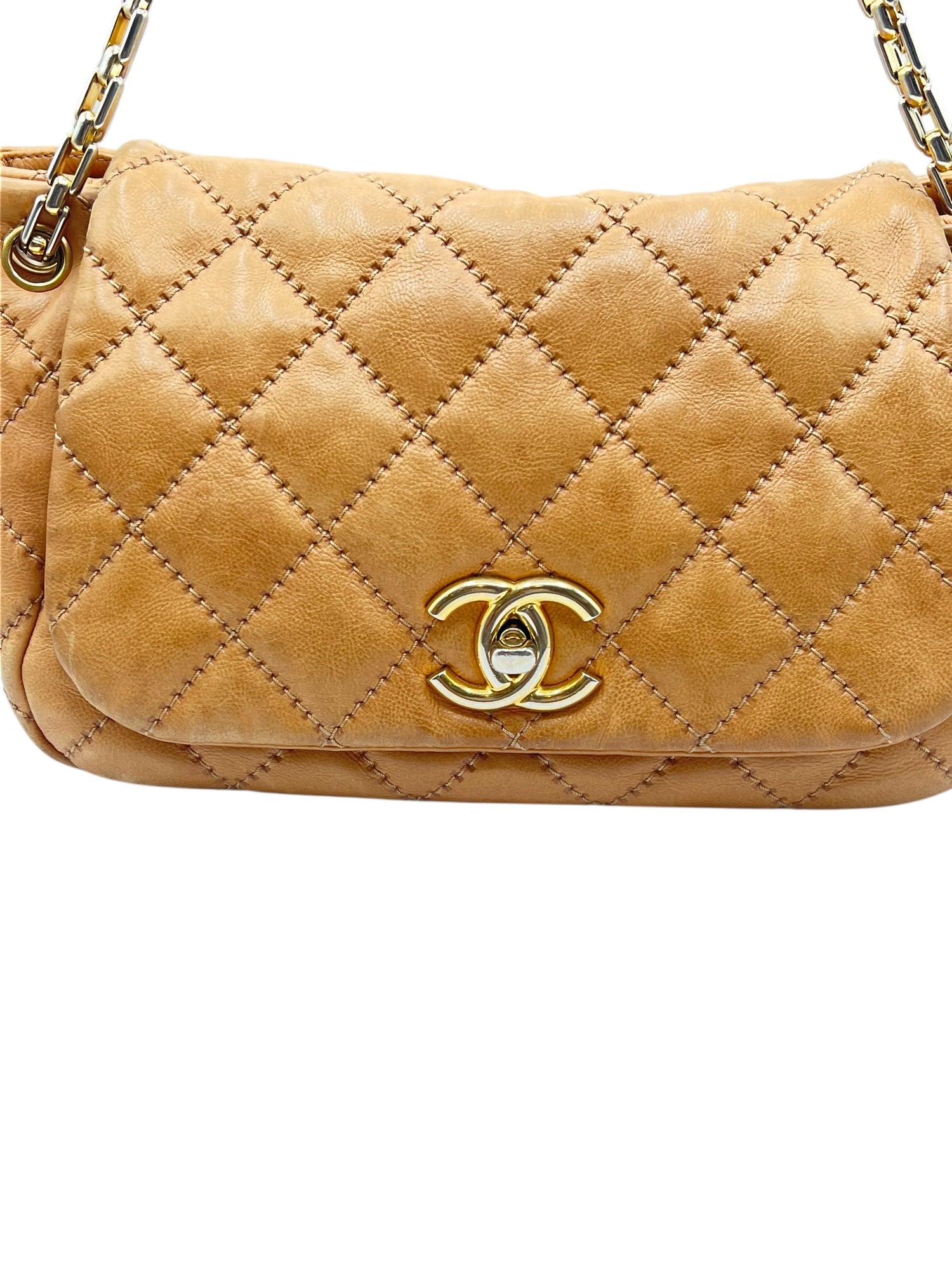 Chanel - sac accordéon cuir naturel