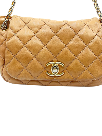 Chanel - sac accordéon cuir naturel