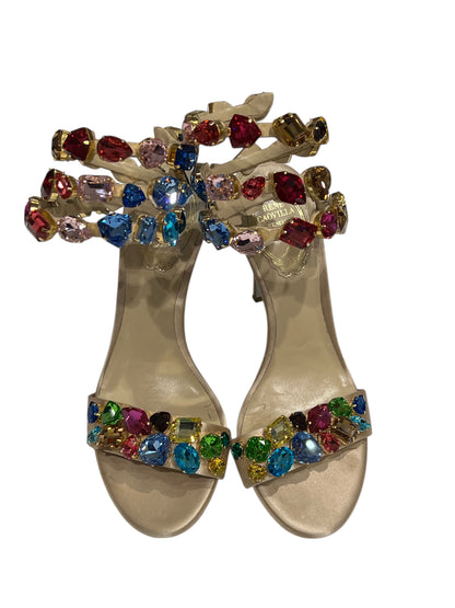 René Caovilla - sandales talon bridés à strass