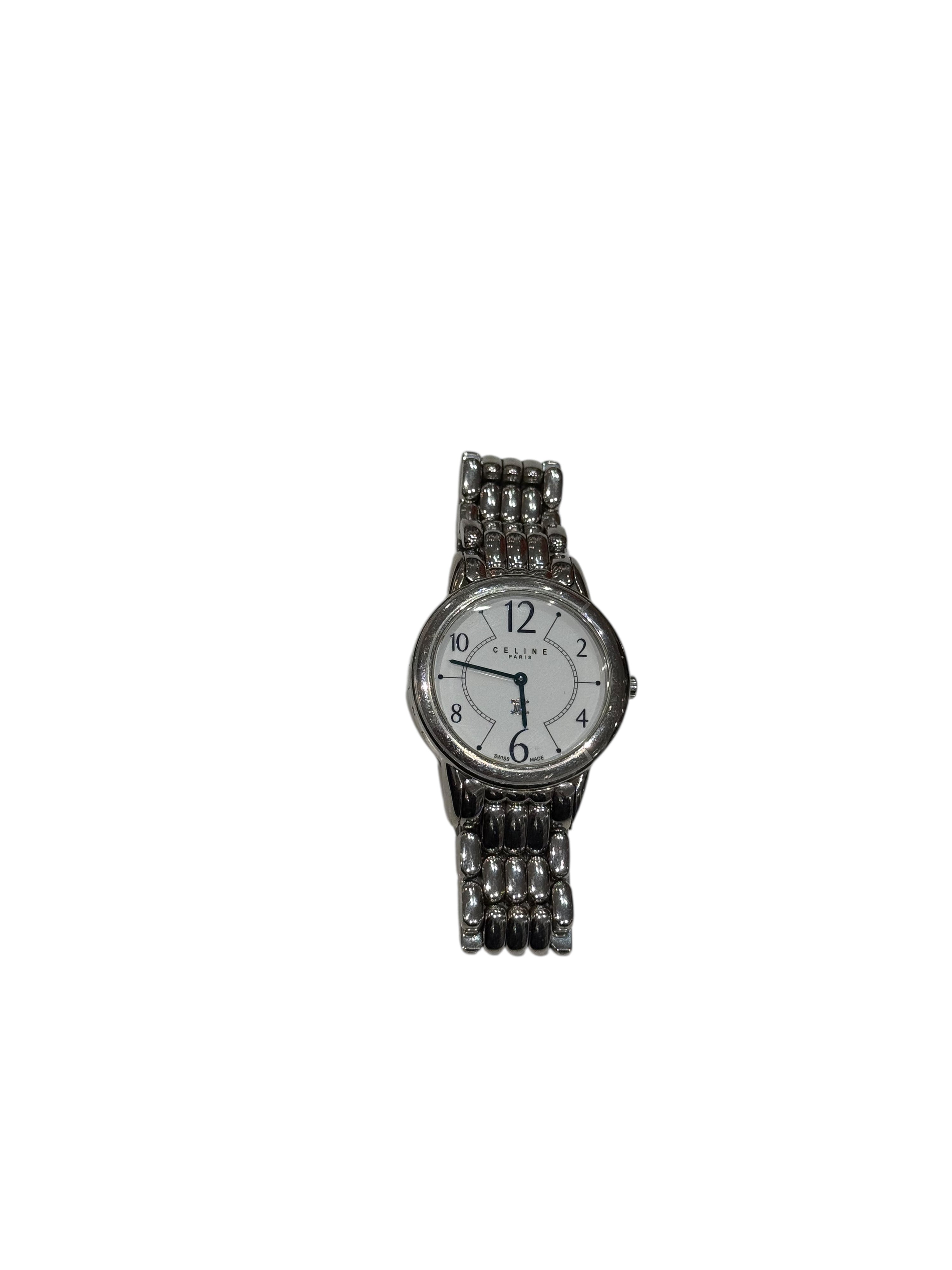 Celine – Montre vintage en acier, cadran signature clé