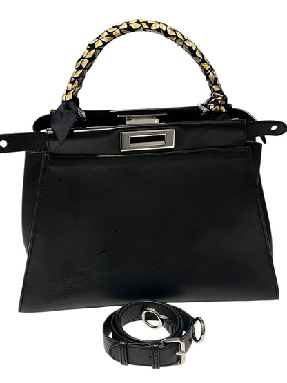 FENDI - sac peekaboo cuir noir intérieur python