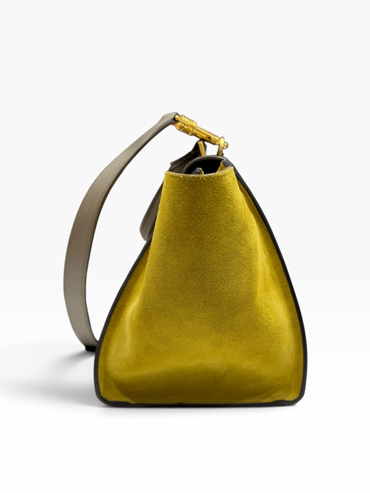 Céline - Sac à main trapèze tricolore en cuir et daim