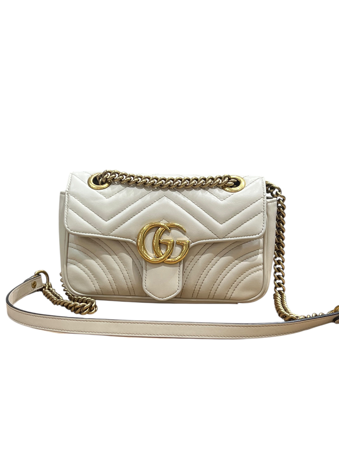 Gucci - Sac Marmont PM en cuir lisse écru