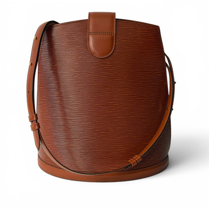Louis Vuitton - Sac à main en cuir épi marron Cluny