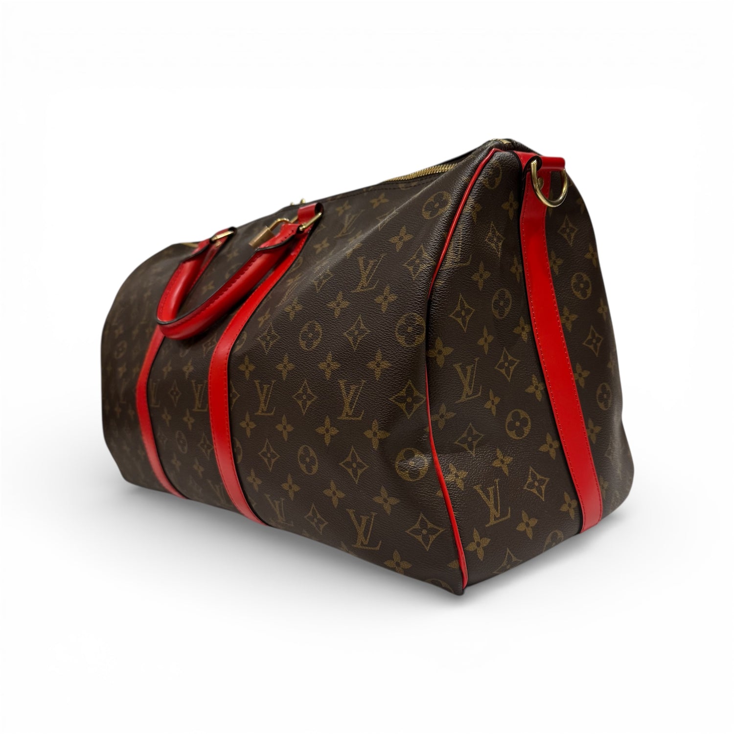 Louis Vuitton - Sac Keepall 50 Monogram et cuir rouge
