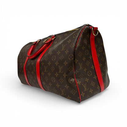 Louis Vuitton - Sac Keepall 50 Monogram et cuir rouge