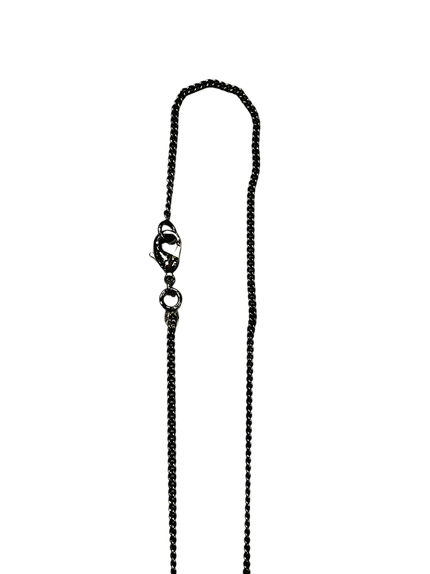 Chanel - collier chaîne métal argenté camélia et cc strass