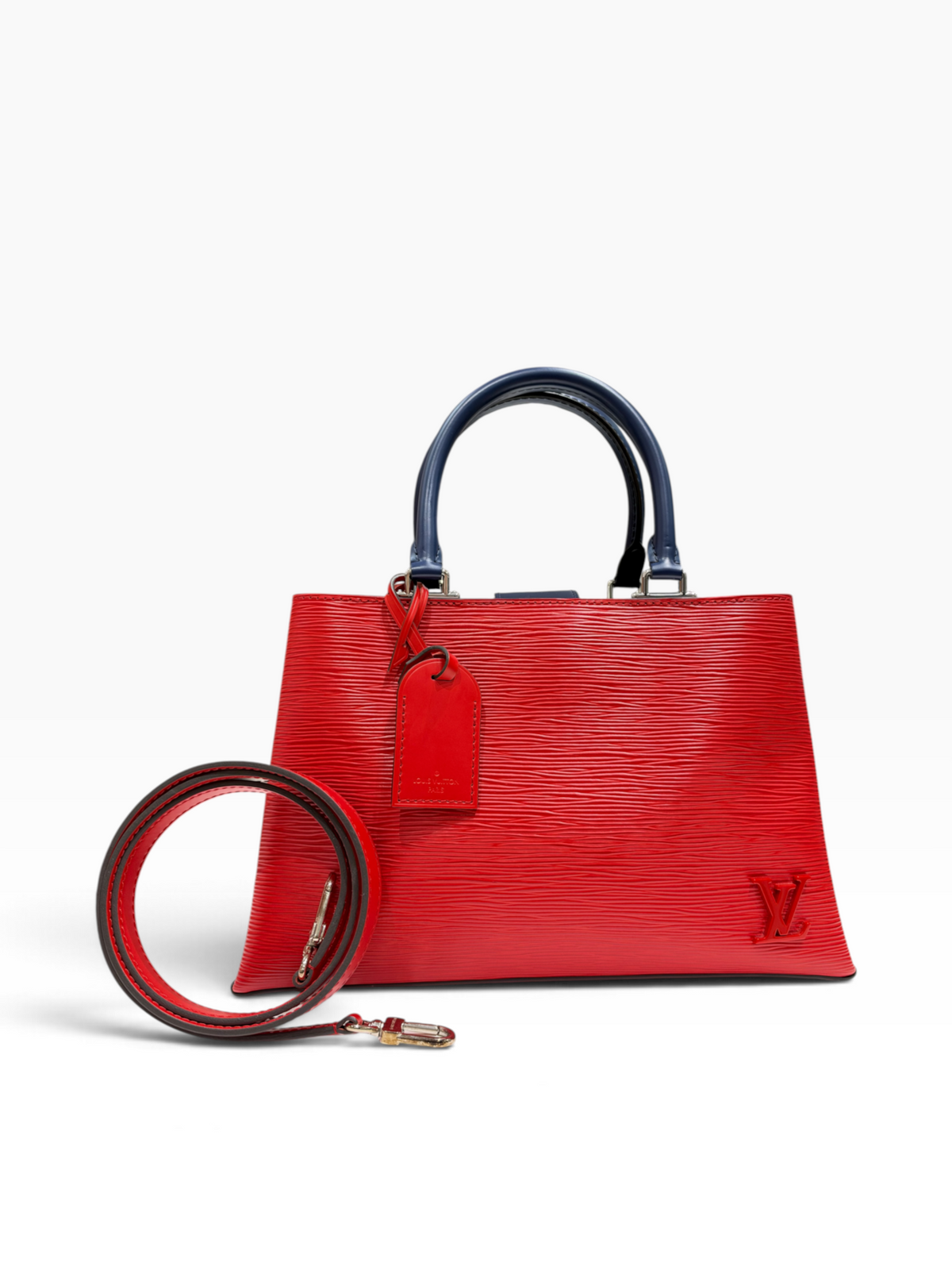 Louis Vuitton - Sac Kleber cuir épi rouge et bleu