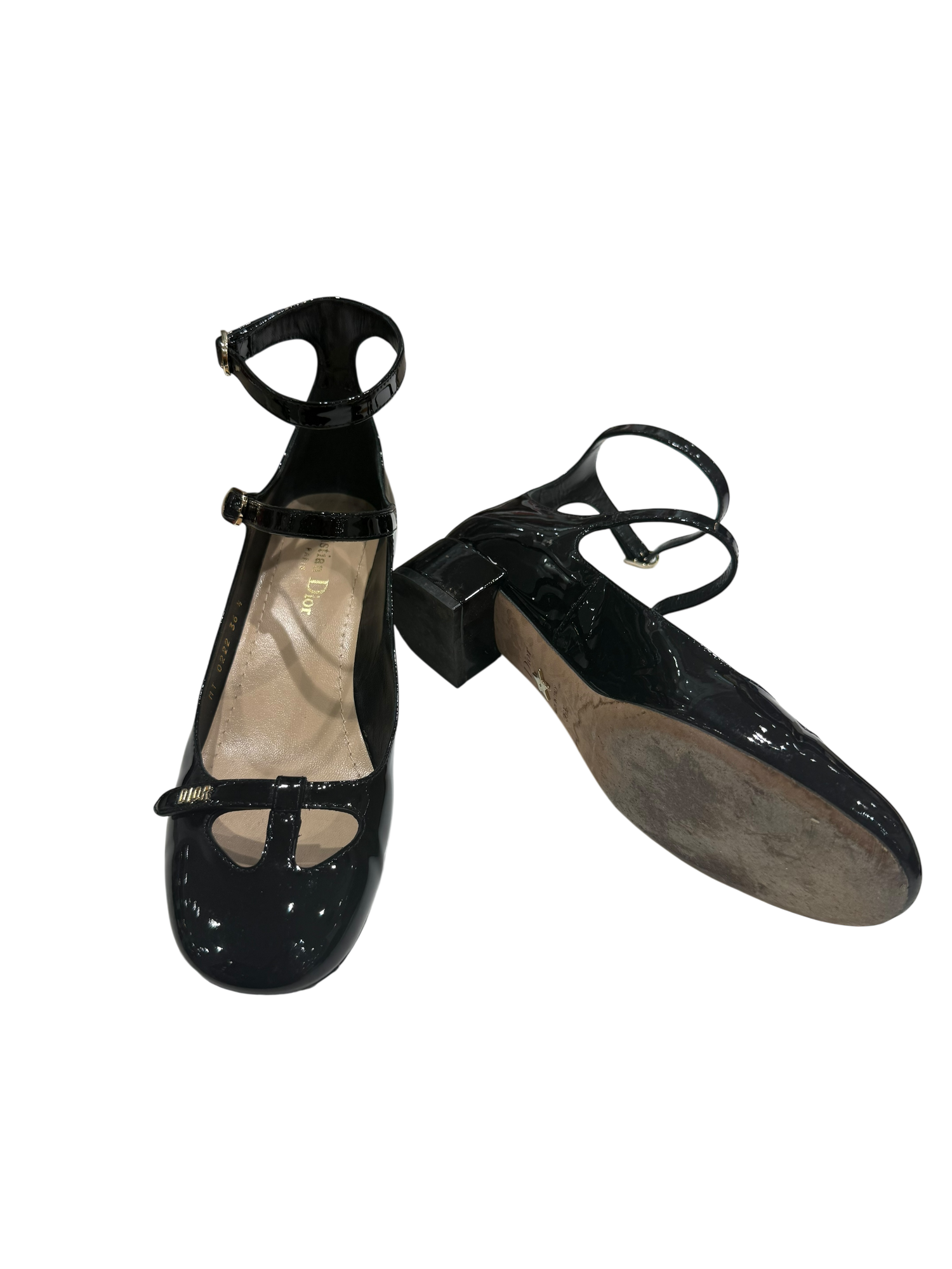 Christian Dior – Babies Aimé T36 ½ En Cuir Vernis Noir | Les Folies d&