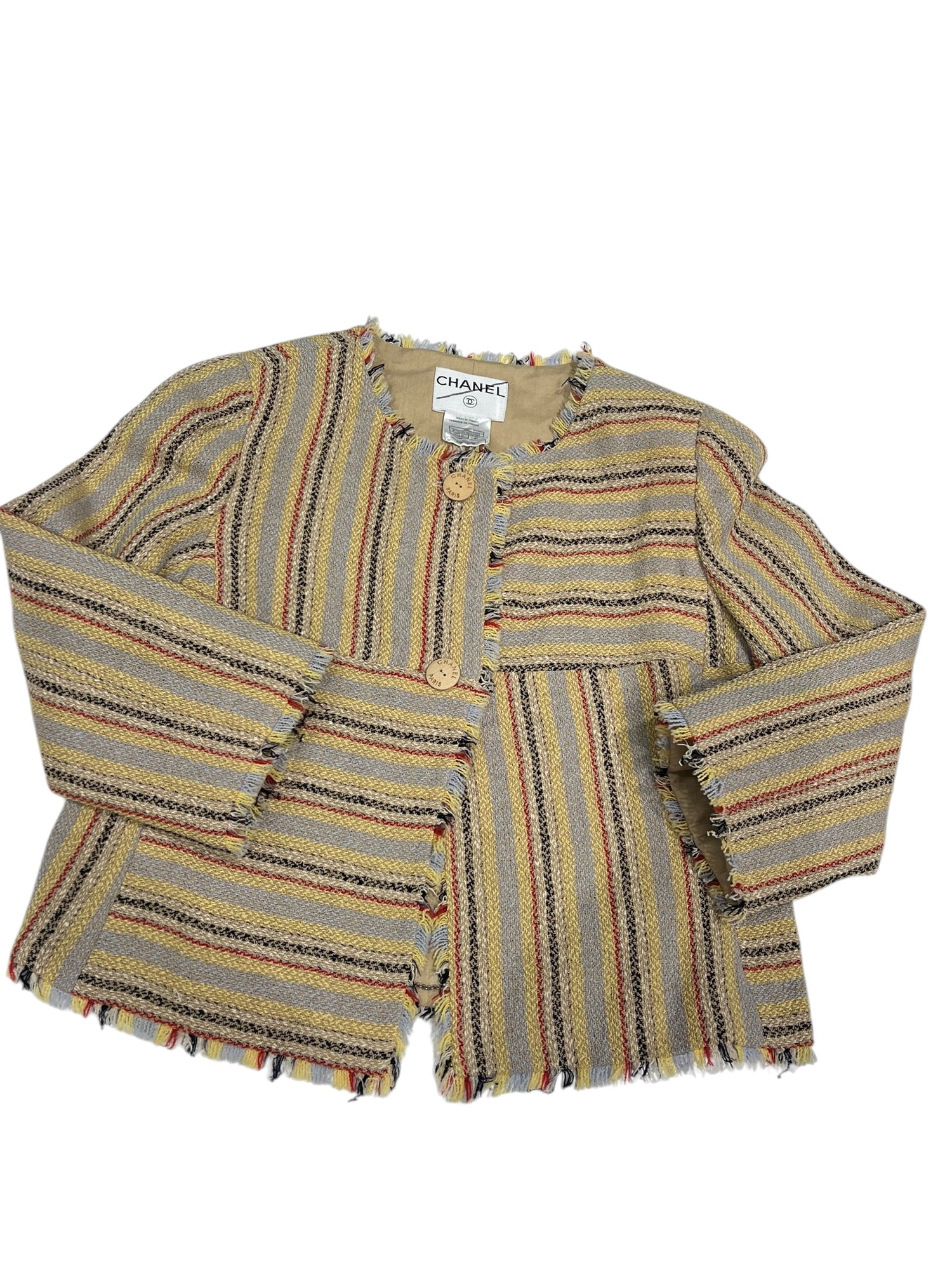 Chanel - veste laine et lin rayée T40