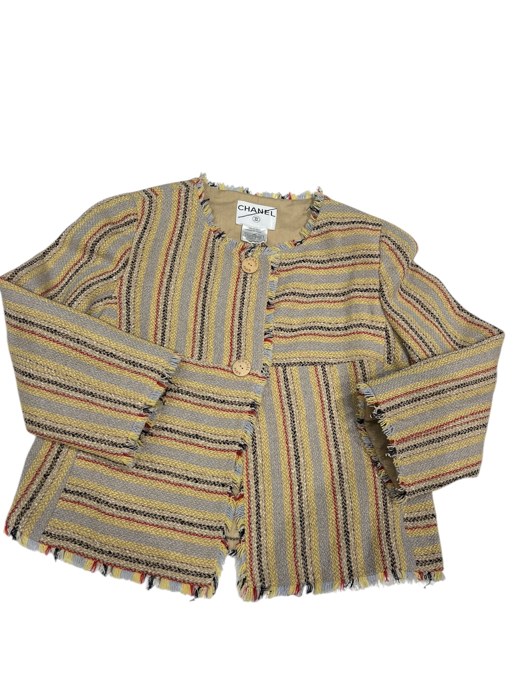 Chanel - veste laine et lin rayée T40