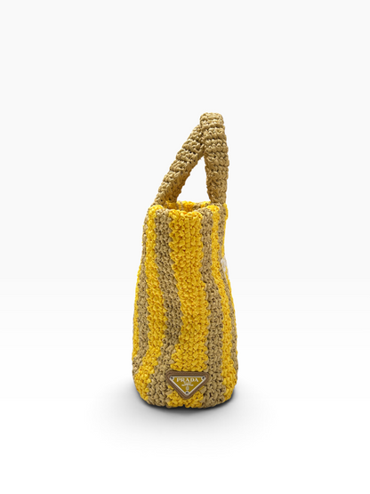 PRADA - sac raphia rayé jaune