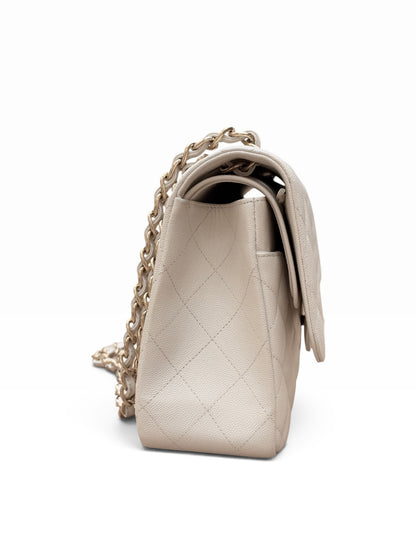 Chanel - Sac Jumbo cuir caviar blanc