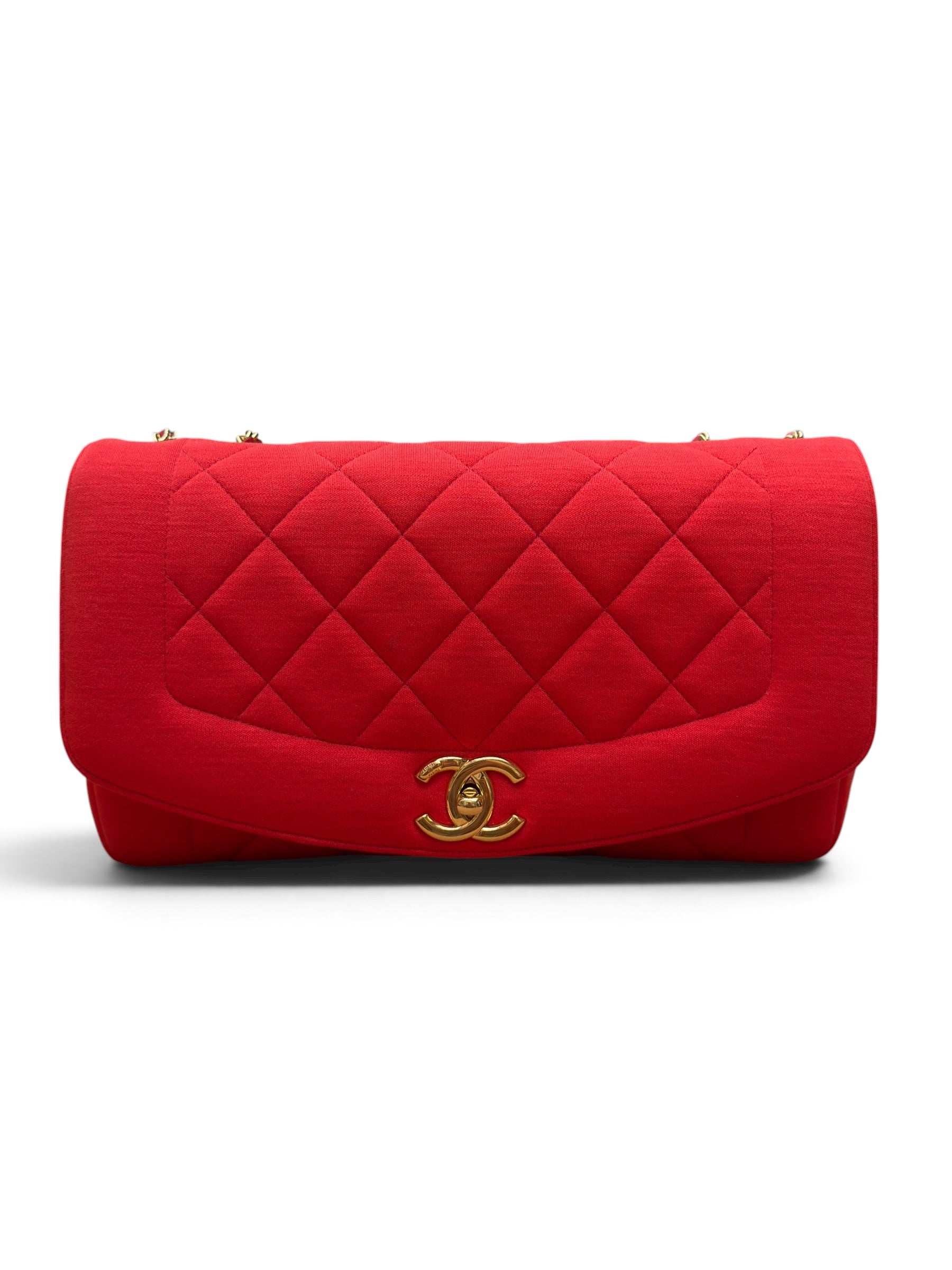 Chanel - Sac Diana en Jersey Rouge