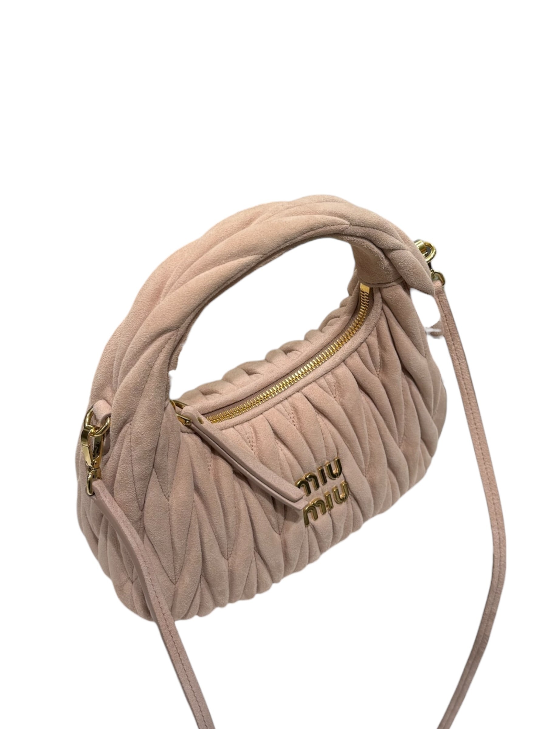 Miu Miu - Sac Wander daim rose nappa matelassé