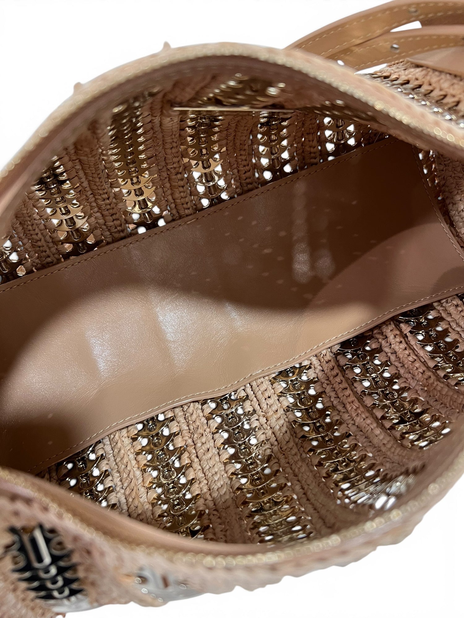 Paco Rabanne - Sac Bowling en raphia et métal