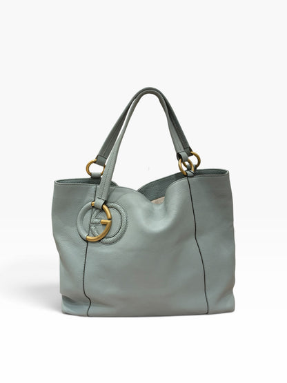 Gucci - Borsa tote in pelle martellata verde chiaro