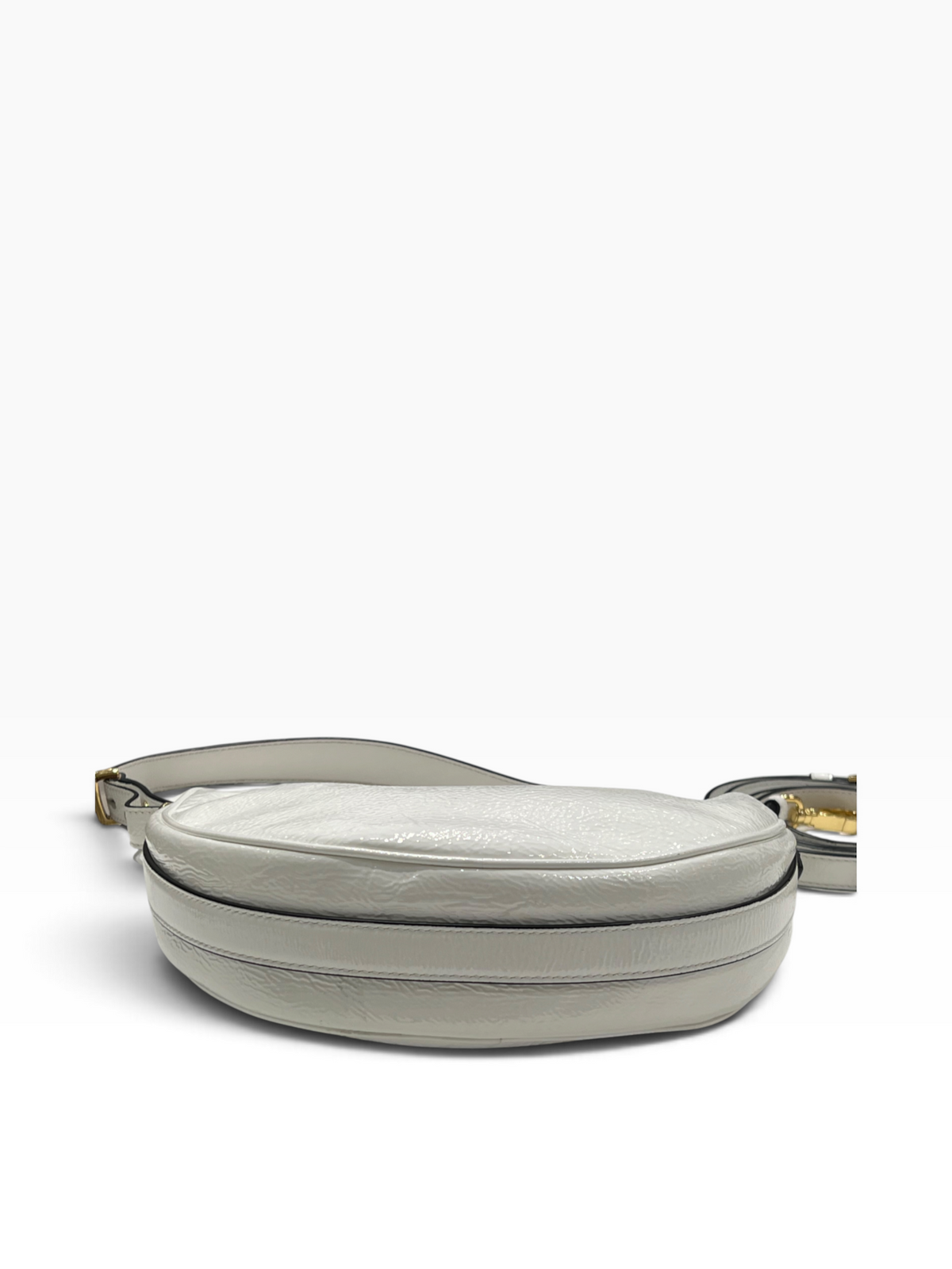 PRADA - Sac Arqué en cuir vernis blanc