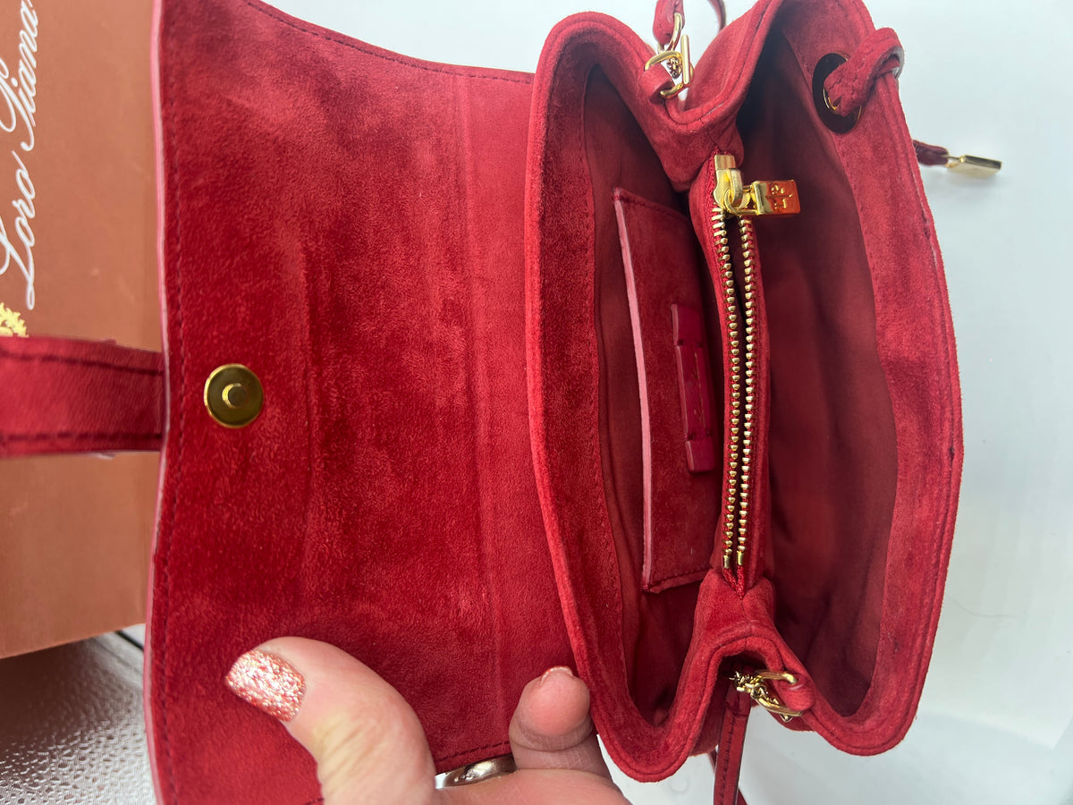 Loro Piana - Small red suede shoulder bag