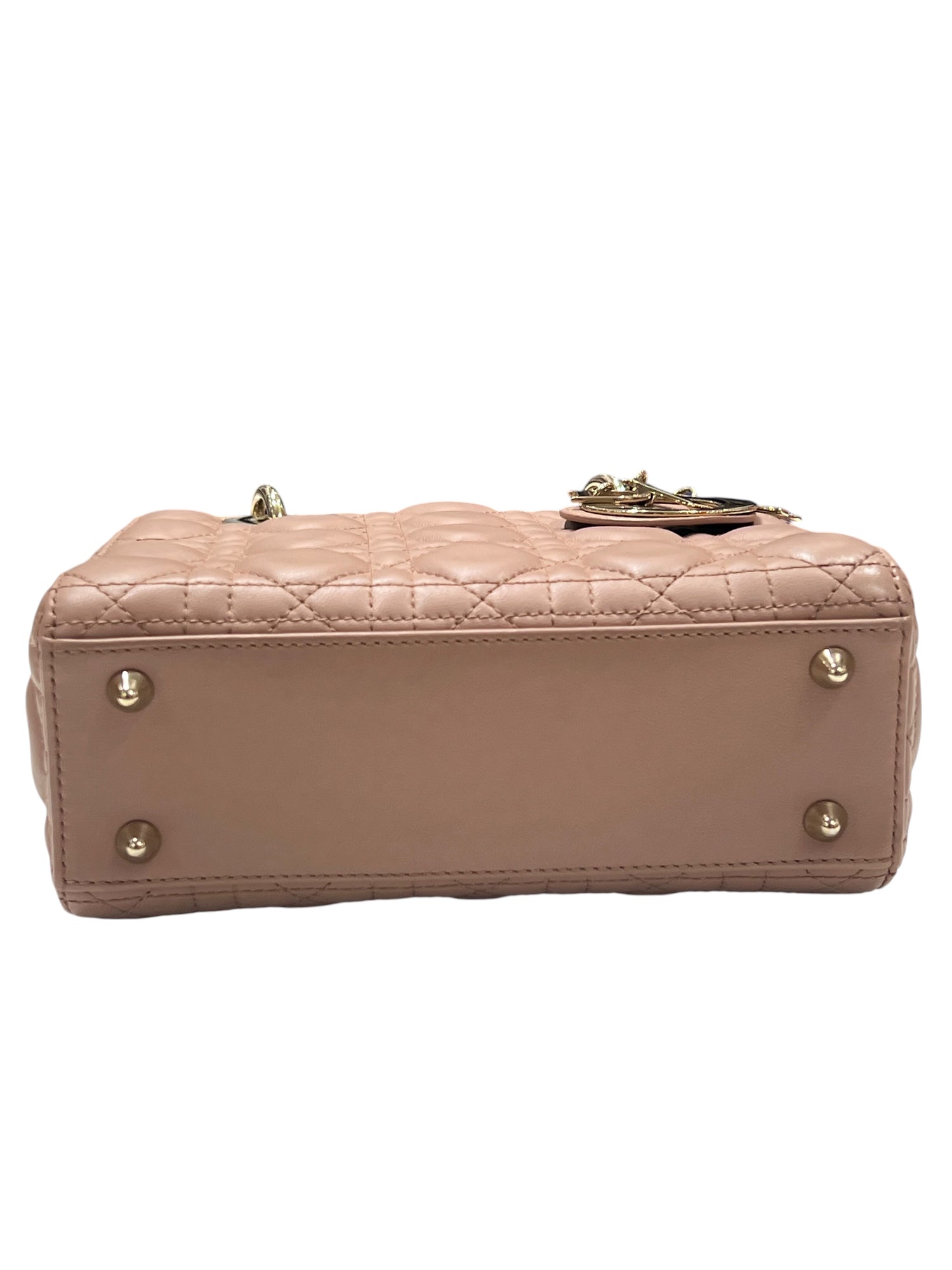Dior - sac lady Dior small cuir nude foncé