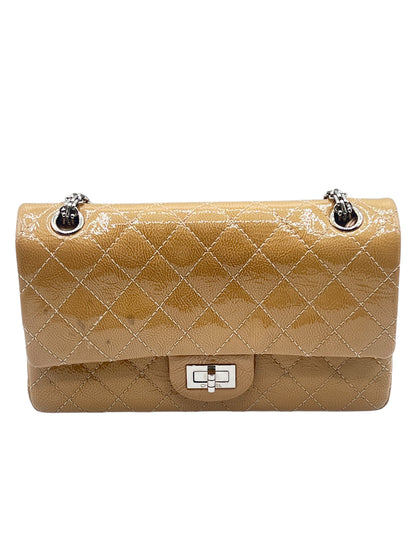 Chanel - sac 2.55 small cuir verni beige