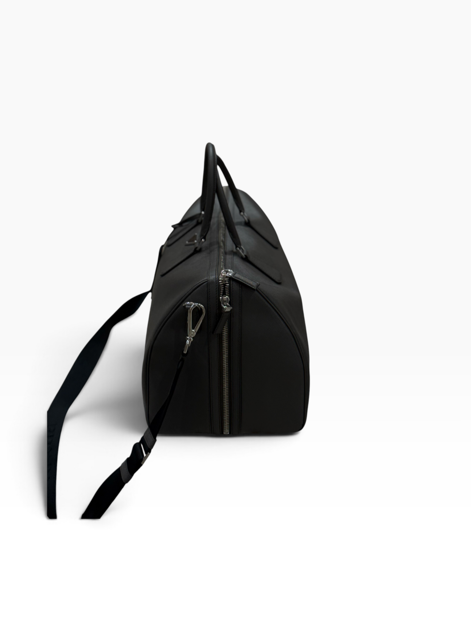 Prada - Sac de voyage 50 Gris marbre en cuir saffiano