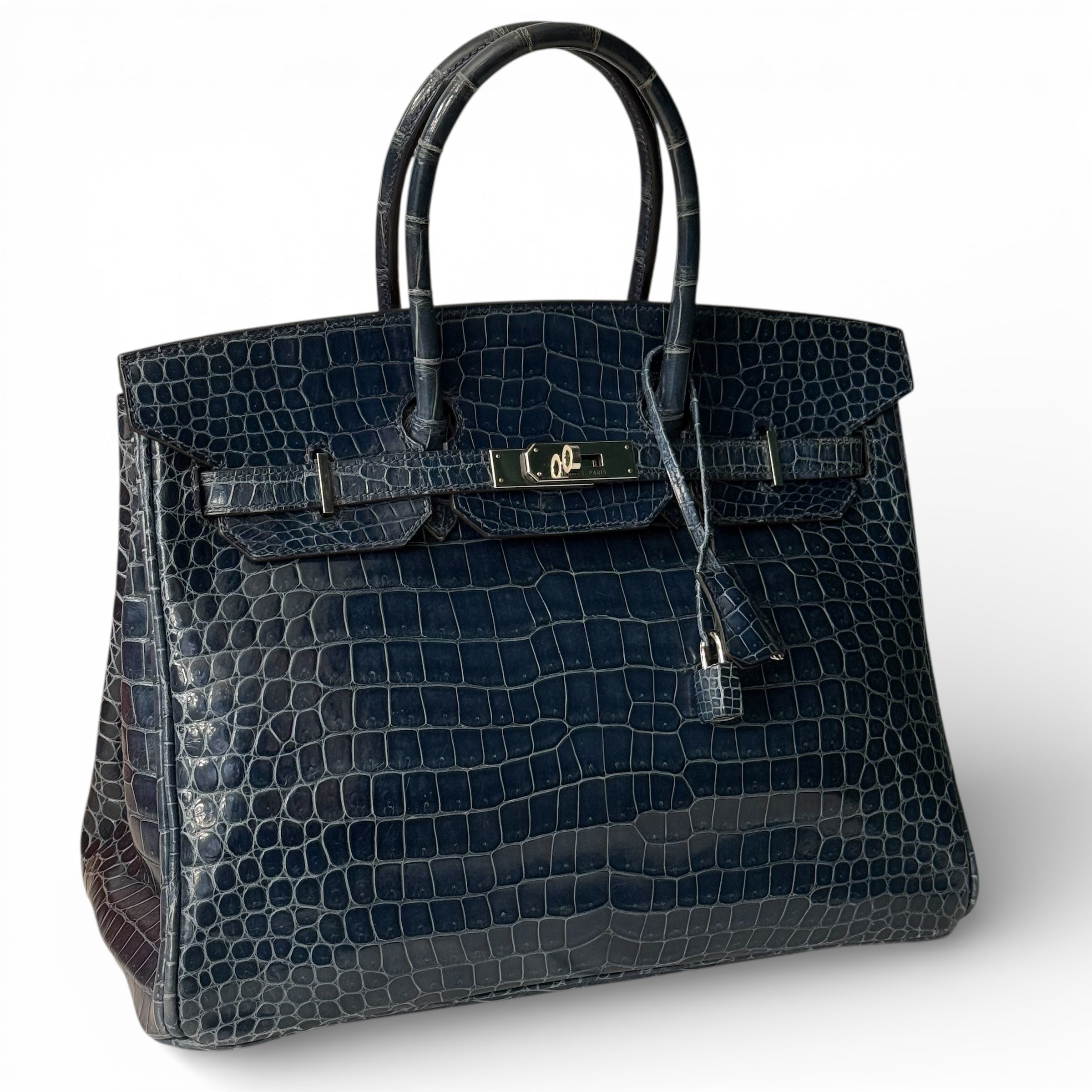 Hermès - Sac Birkin 35 crocodile bleu