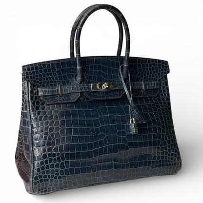 Hermès - Sac Birkin 35 crocodile bleu
