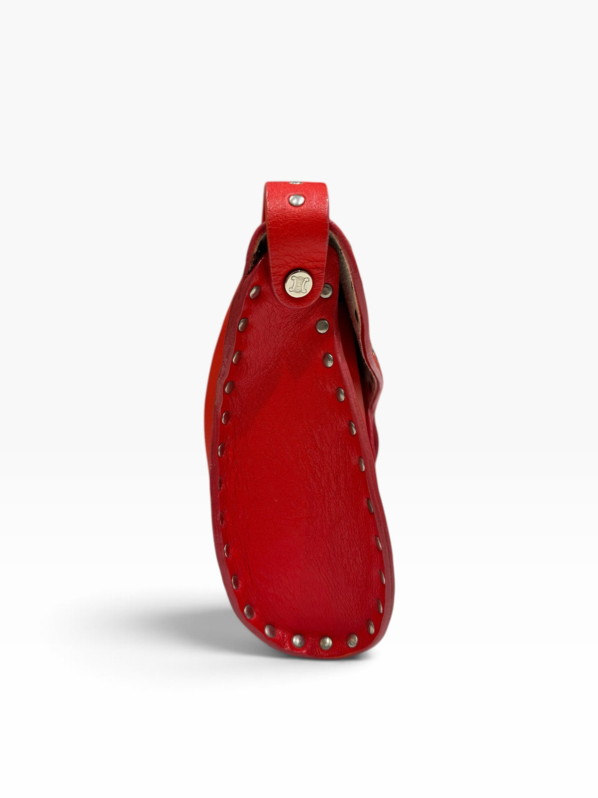 Céline - Borsa Le Poulbot in pelle rossa con borchie metalliche