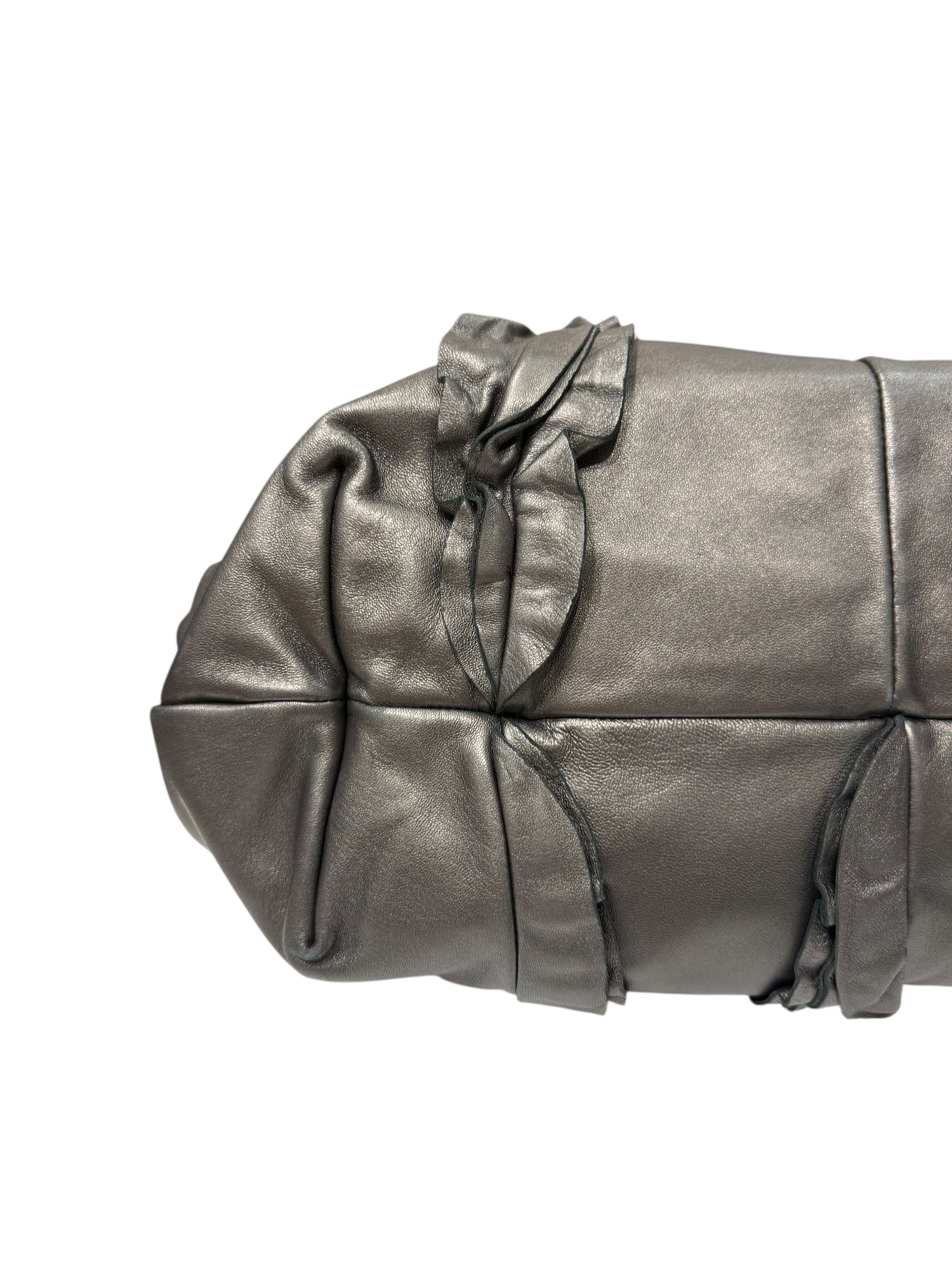 Prada - Sac cabas Canapa froncés gris métallisé