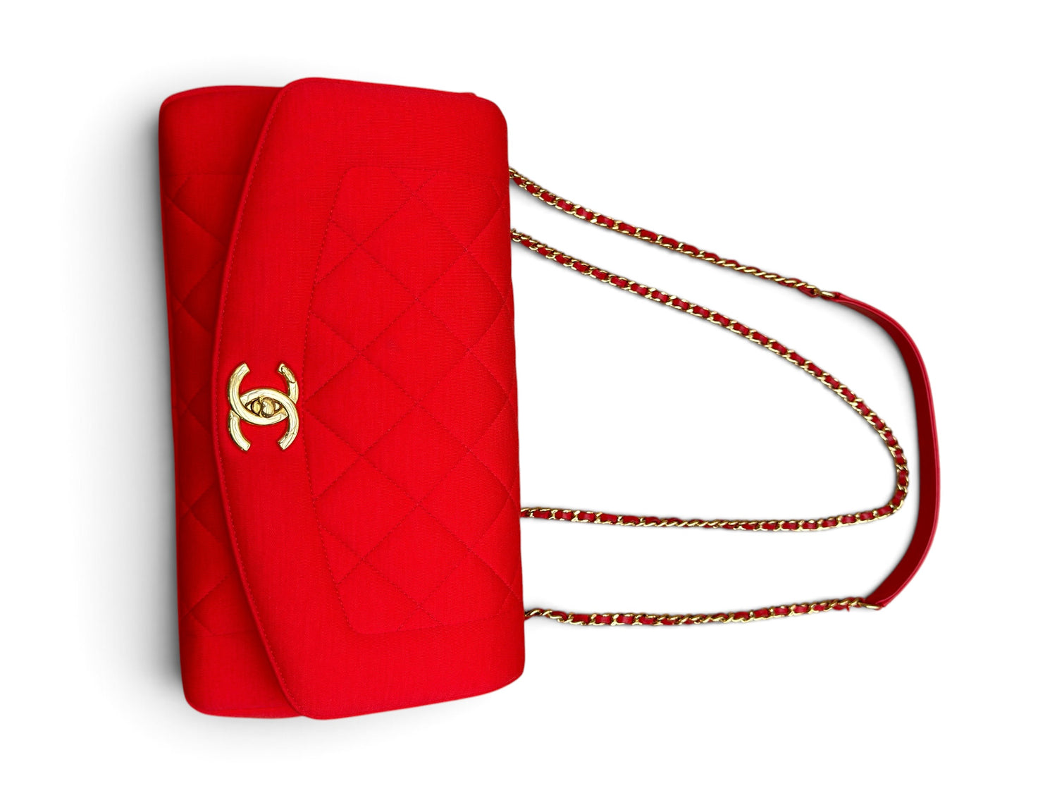 Chanel - Sac Diana en Jersey Rouge