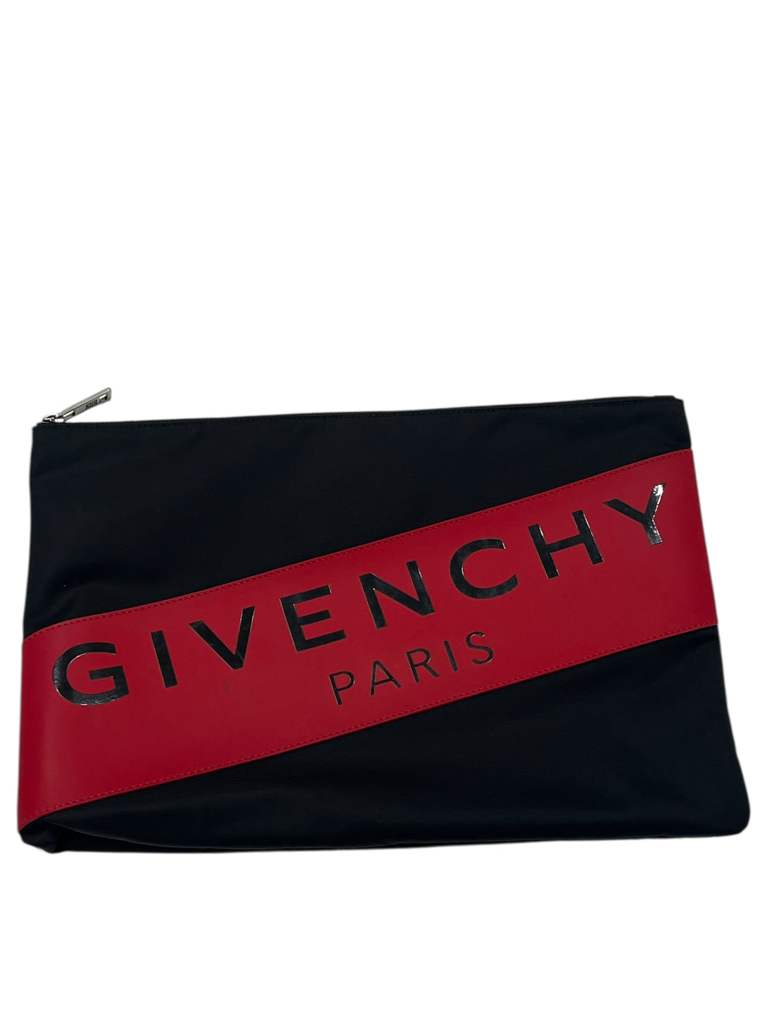 Givenchy - Pochette in nylon nera e rossa