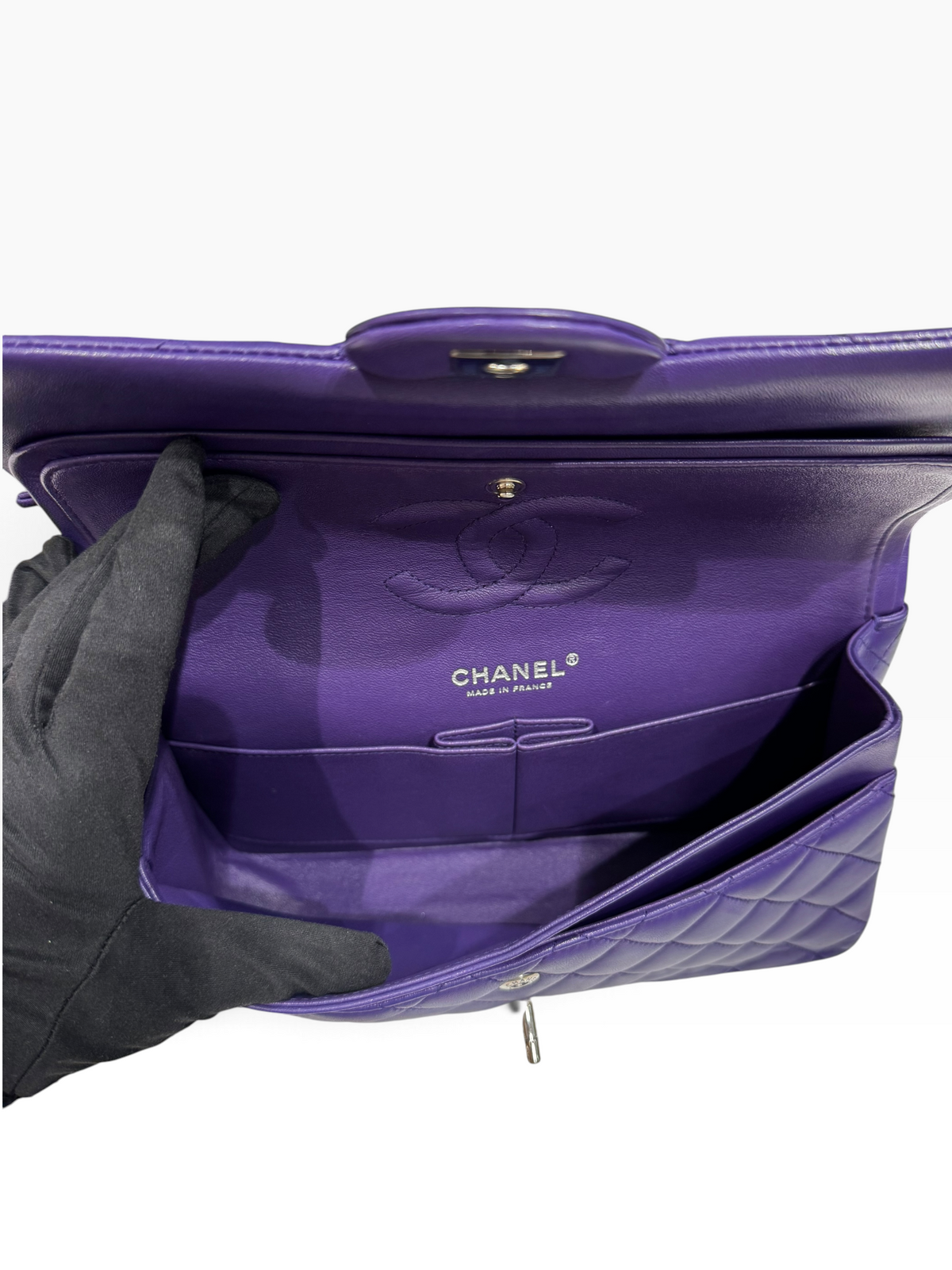 Chanel - Sac Timeless Medium Double flag matelassé violet