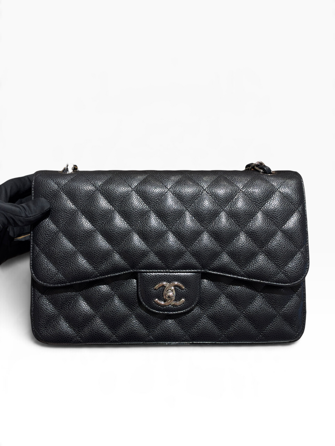 Chanel - Sac Maxi Jumbo cuir caviar noir
