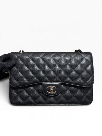 Chanel - Sac Maxi Jumbo cuir caviar noir