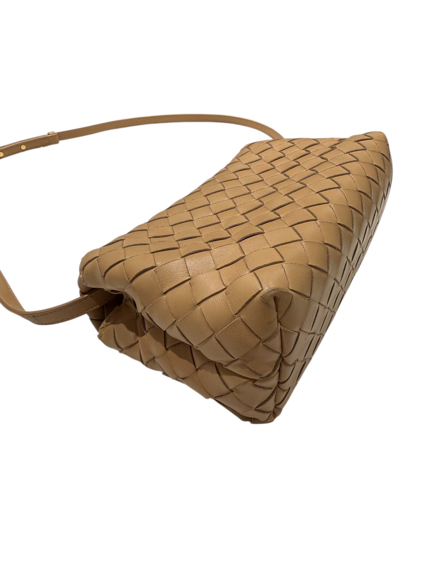 Bottega Veneta - Sac porté bandoulière en cuir intreccio beige