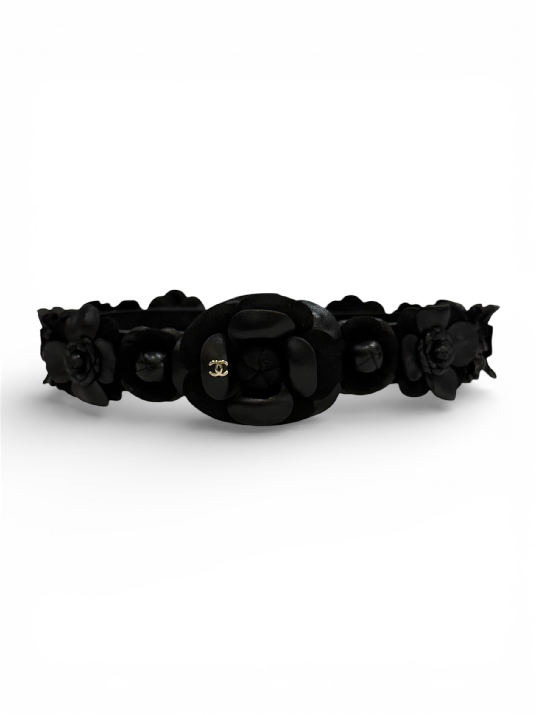 Chanel - cintura in pelle con camelie T.80
