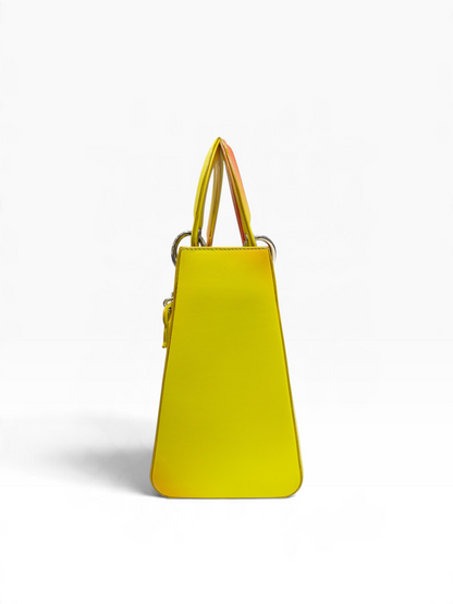 Dior - Lady Dior MM en cuir dégradé ombré jaune et orange