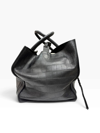 Céline - Sac Phantom Luggage cuir noir embossé croco