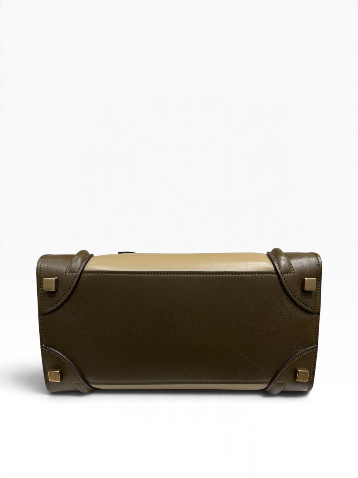 Céline - Sac Luggage MM en cuir kaki et beige