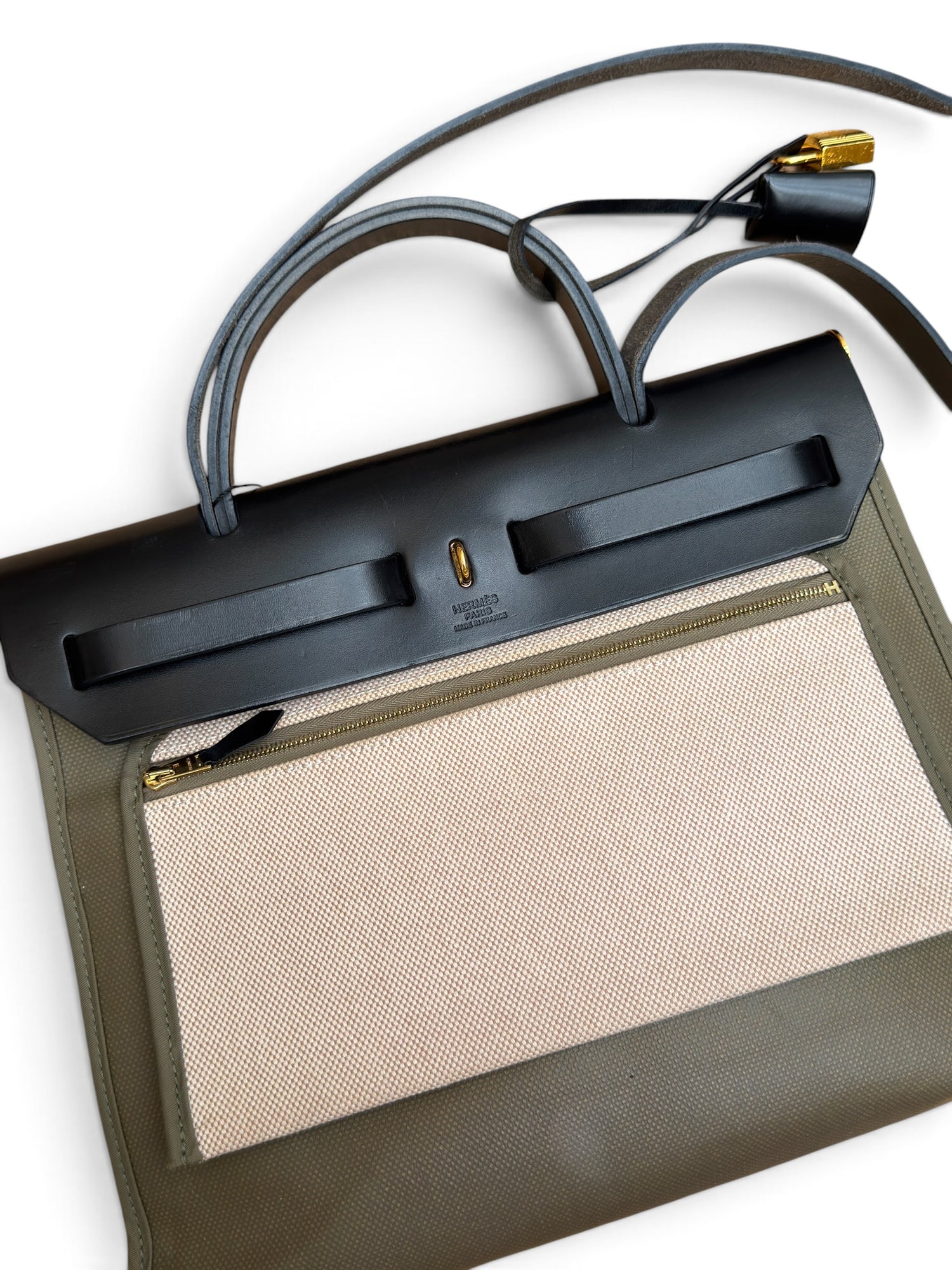 Hermès - Sac Herbag 31 Kaki et Noir