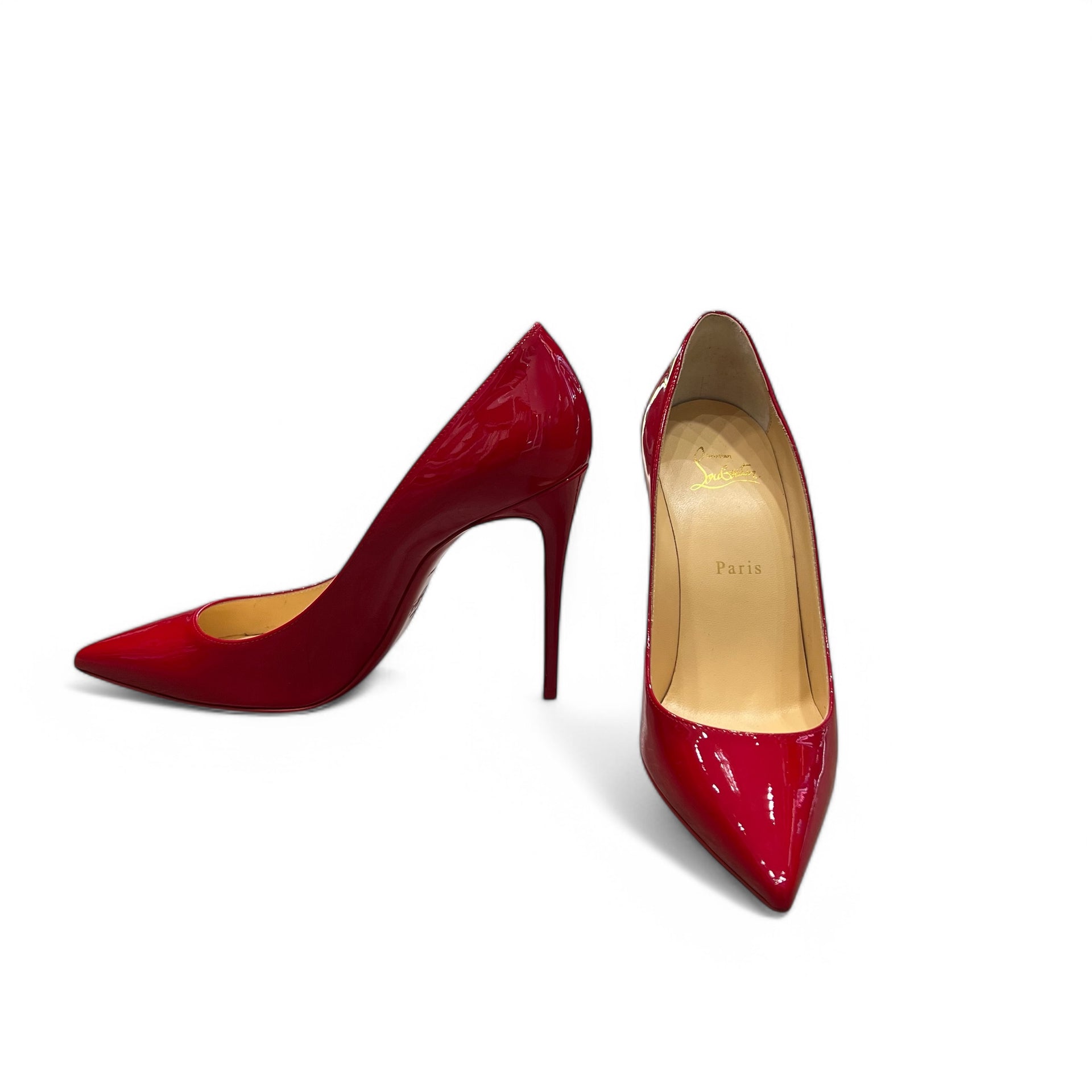 Rouge Escarpin Talon Louboutin Louboutin Escarpins Rouge Vernis – Les  Folies D'Eugenie