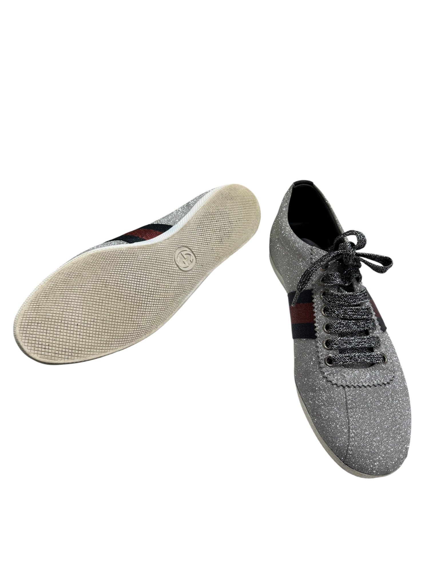 Gucci Basket Bambi Web Argenté Pailleté | Les Folies d’Eugénie