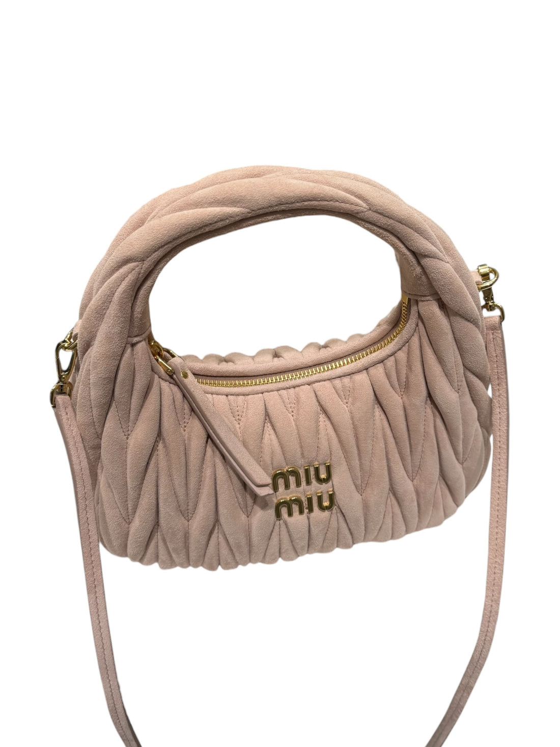 Miu Miu - Sac Wander daim rose nappa matelassé